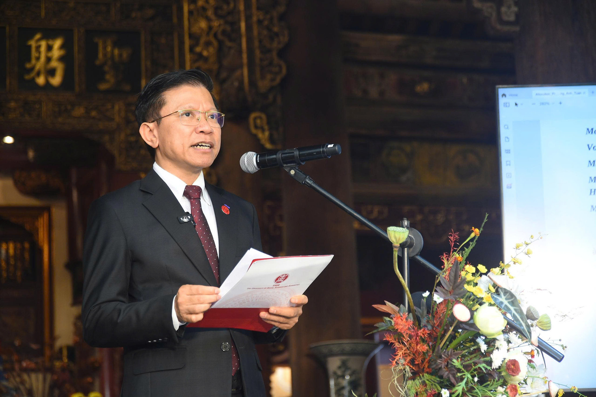 GS.TS. Hoàng Anh Tuấn, Hiệu trưởng Trường Đại học Khoa học Xã hội và Nhân văn phát biểu tại lễ ra mắt nền tảng