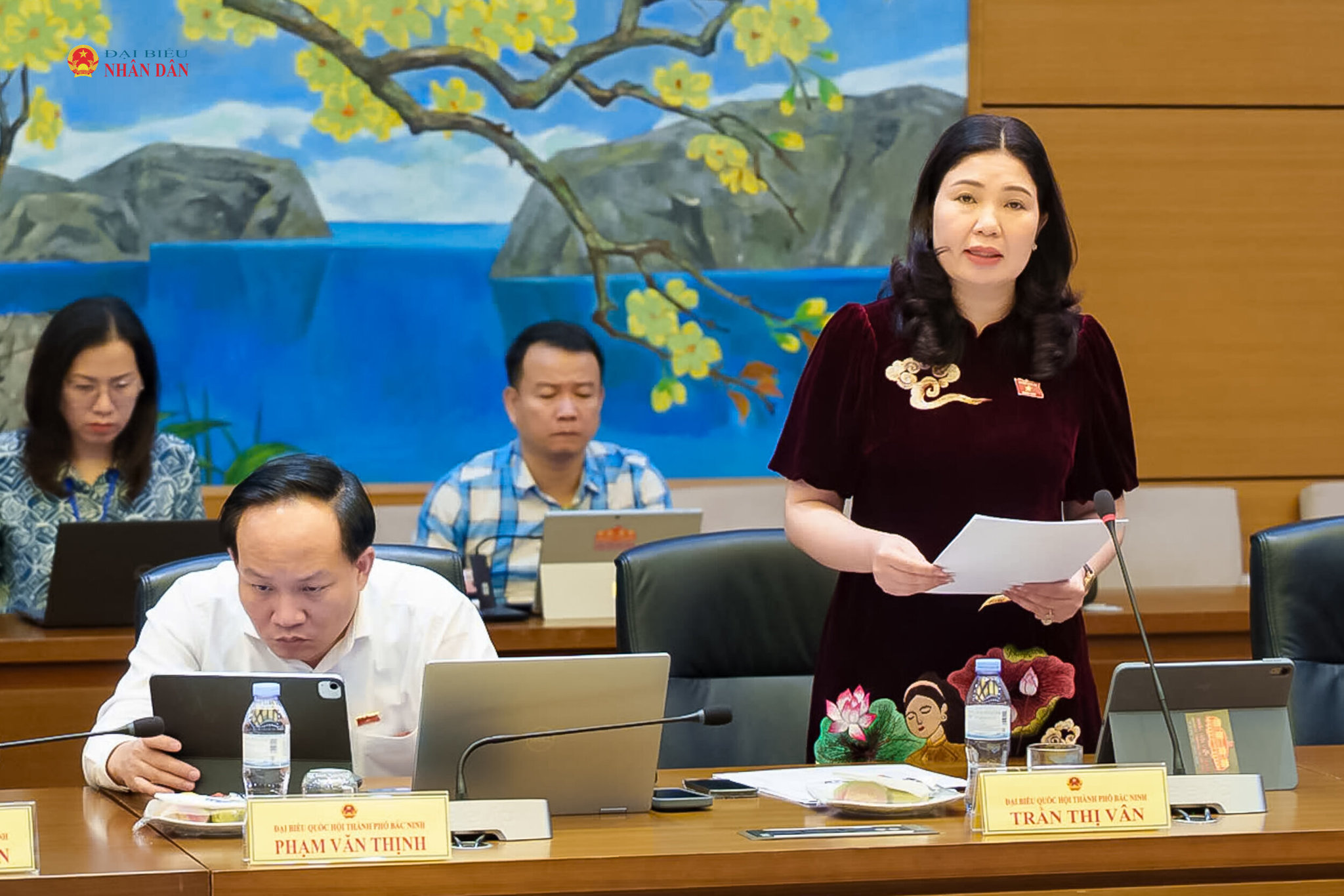 ĐBQH Trần Thị Vân (TP. Bắc Ninh) phát biểu thảo luận tại tổ. Ảnh: Tiến Cường