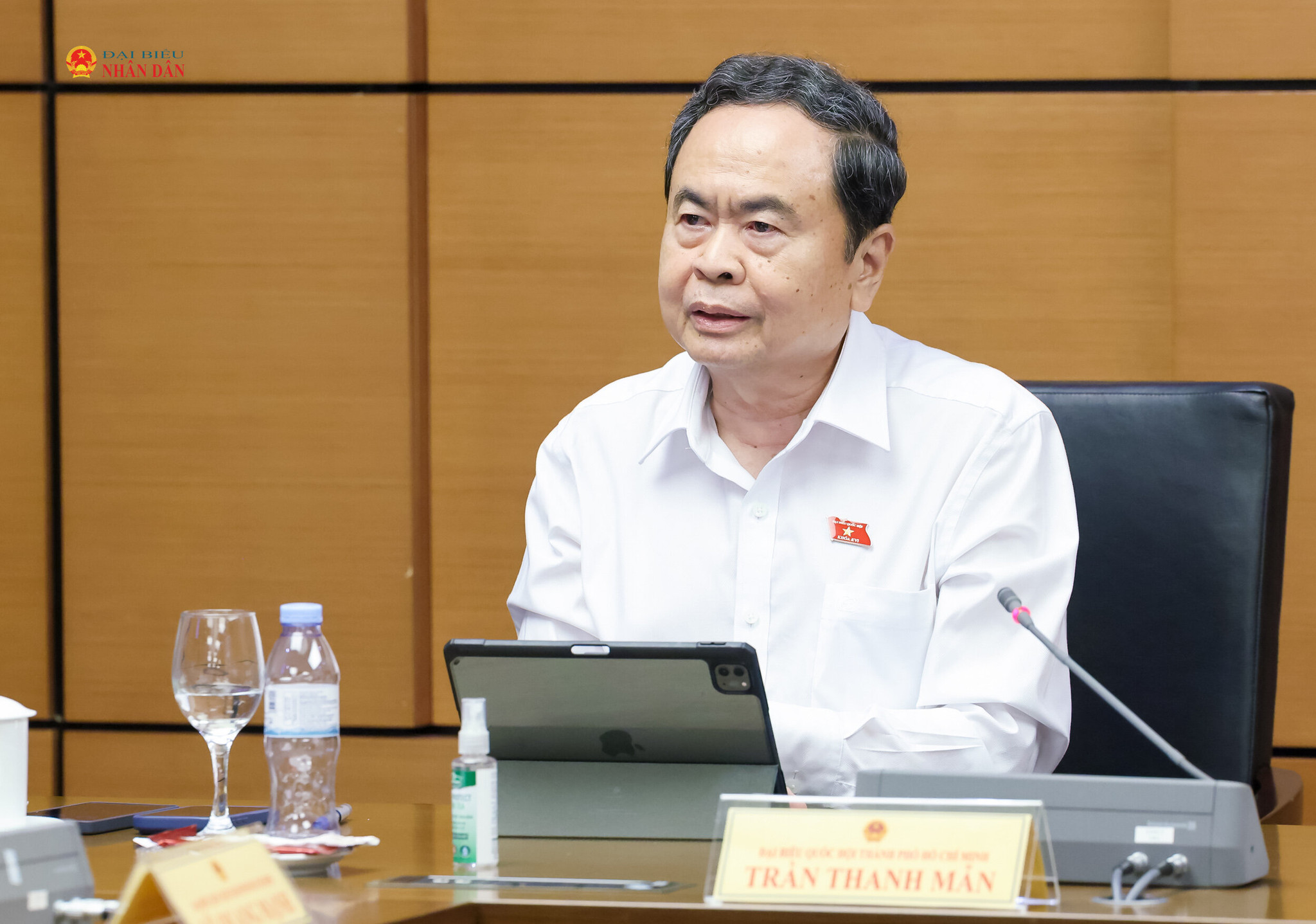 Chủ tịch Quốc hội Trần Thanh Mẫn phát biểu thảo luận tại tổ. Ảnh: Quang Phúc