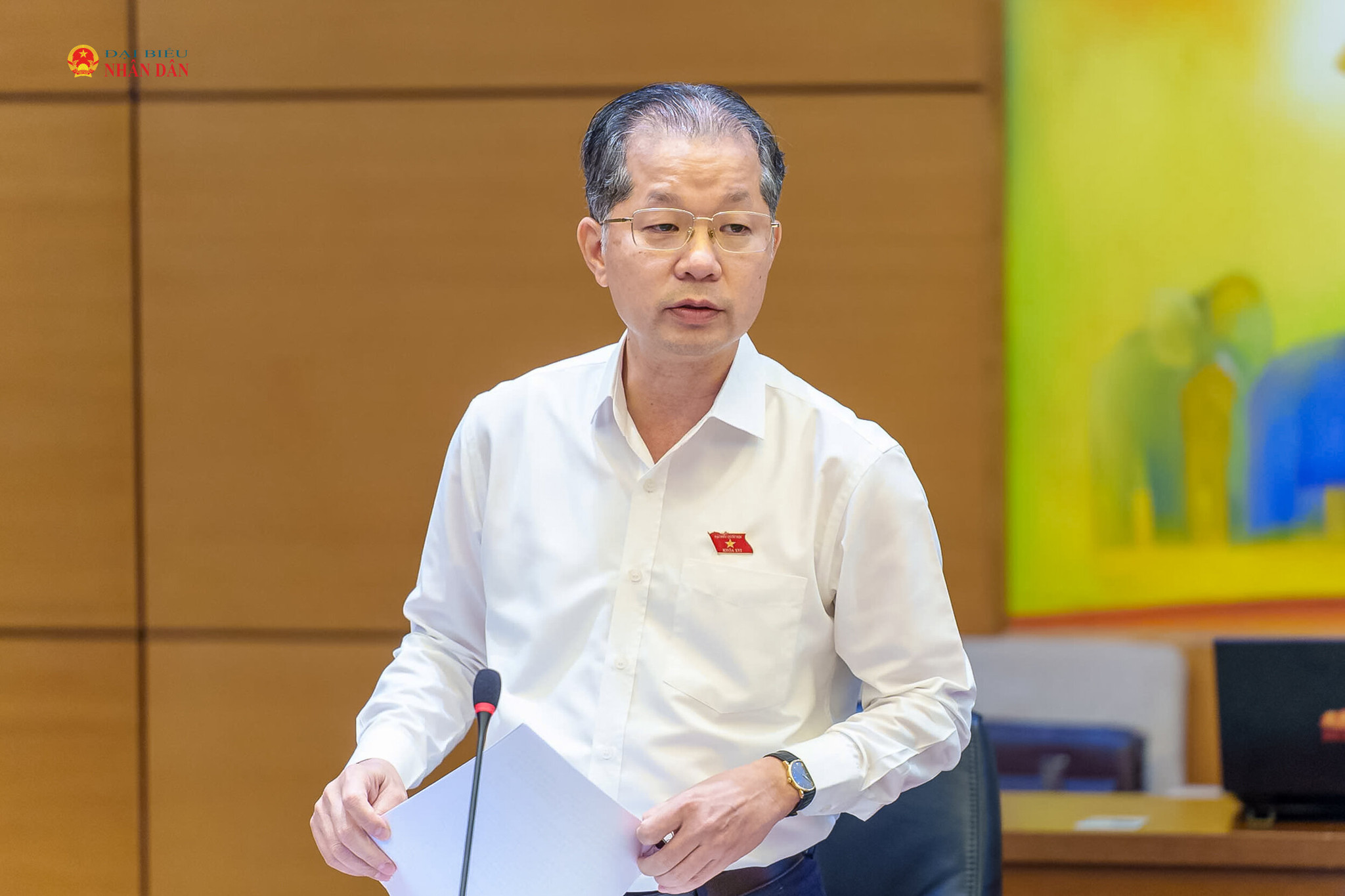 Chánh án Tòa án nhân dân tối cao, ĐBQH Nguyễn Văn Quảng (Lâm Đồng) phát biểu thảo luận tại tổ. Ảnh: Tiến Cường