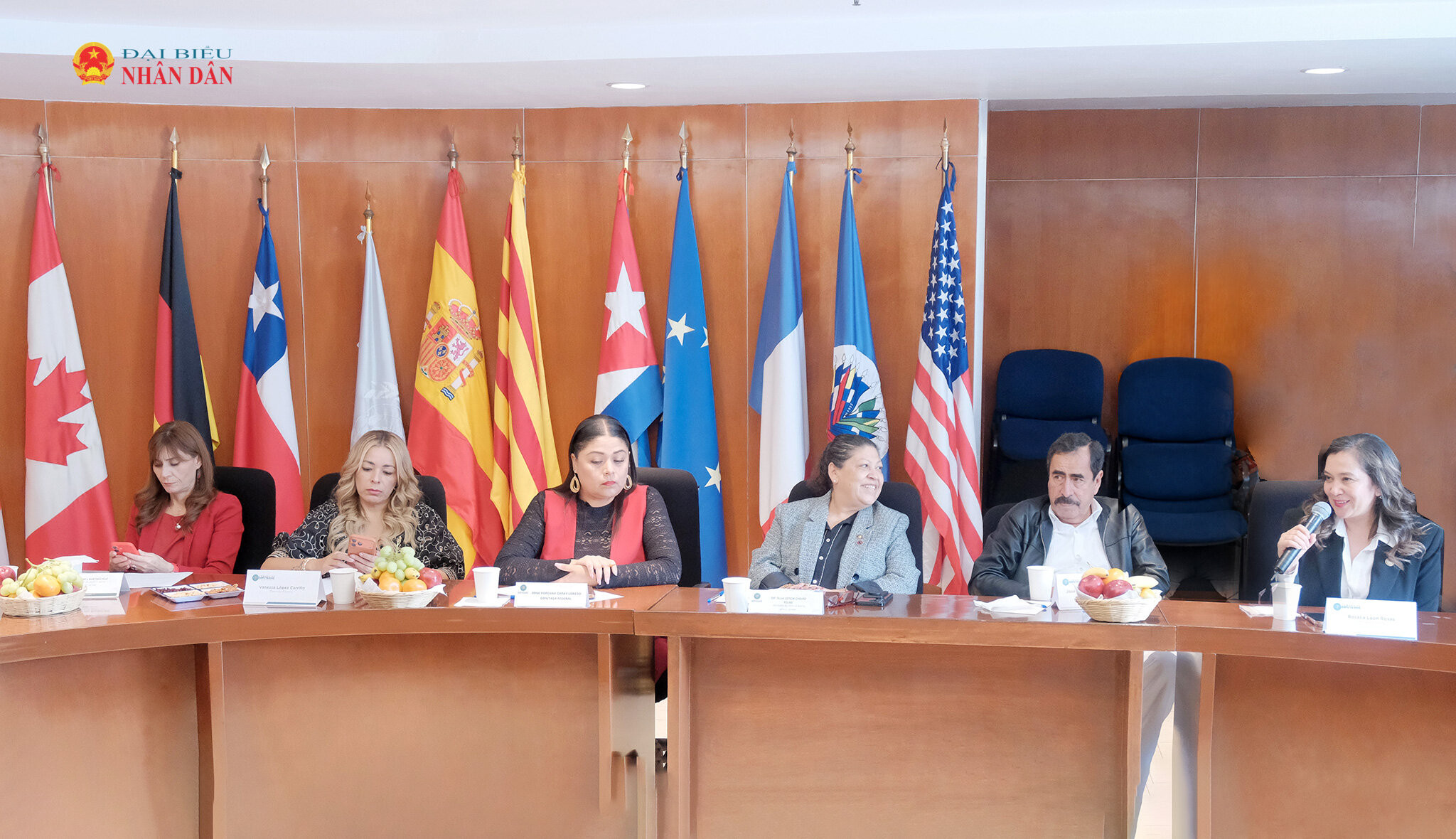 Đại diện lãnh đạo của các cơ quan chuyên môn của Hạ viện Mexico tại buổi làm việc với đoàn đại biểu VPQH Việt Nam
