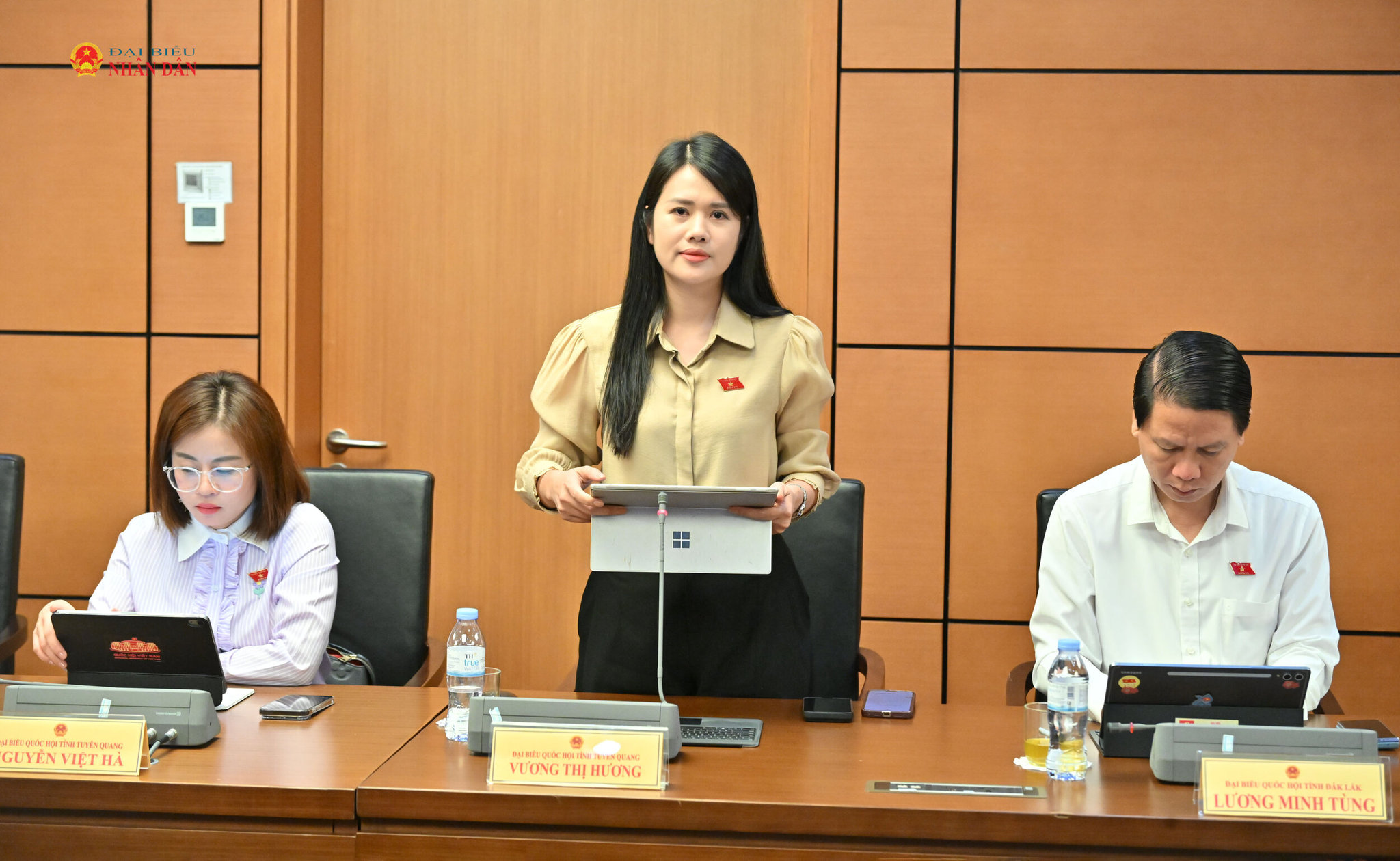 ĐBQH Vương Thị Hương (Tuyên Quang) phát biểu tại thảo luận tổ.