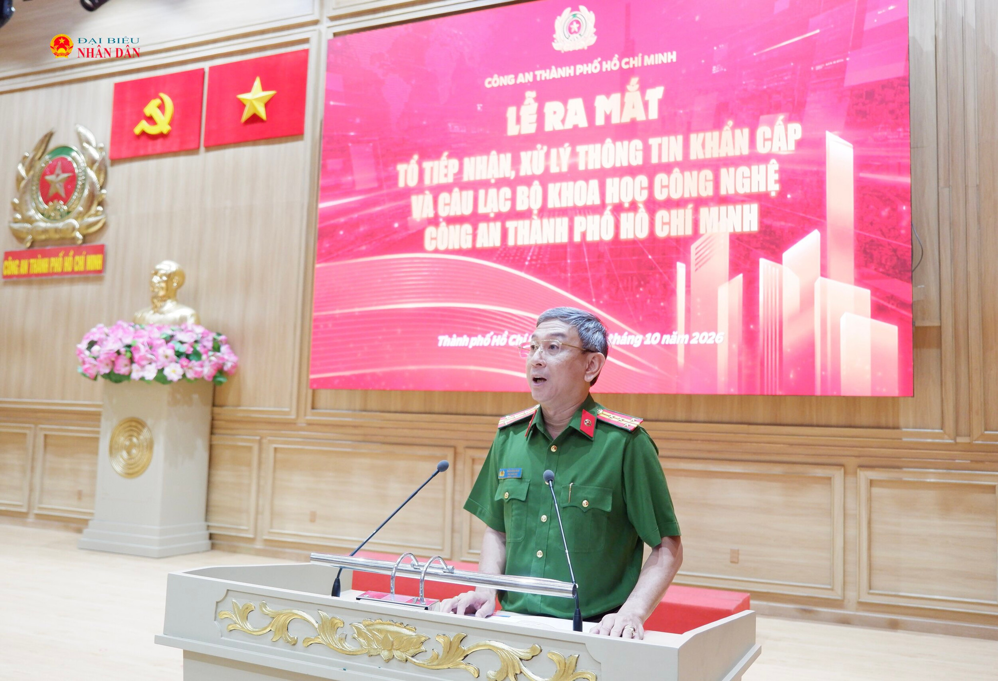 Phó Giám đốc Công an TP. Hồ Chí Minh, Đại tá Trần Hồng Minh phát biểu