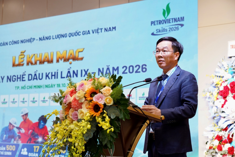 Hiệu trưởng PVCollege, Phó Trưởng Ban thường trực Hội thi Ngô Xuân Hưng phát biểu
