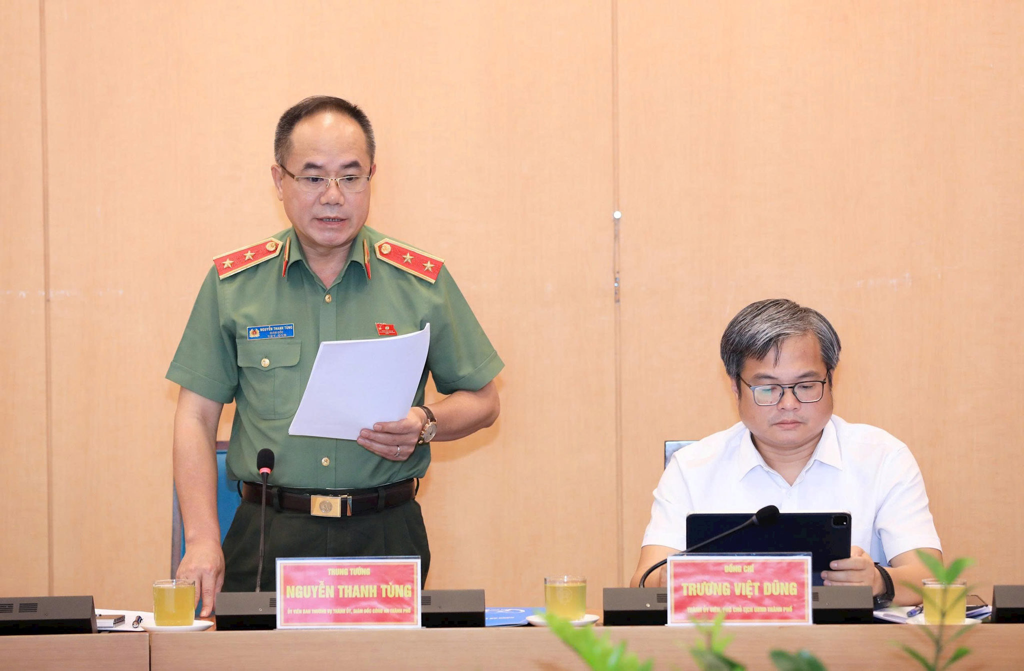 Giám đốc Công an thành phố Nguyễn Thanh Tùng phát biểu