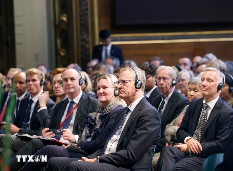 Các đại biểu tham dự cuộc phát biểu chính sách tại Đại học Copenhagen của Tổng Bí thư, Chủ tịch nước Tô Lâm
