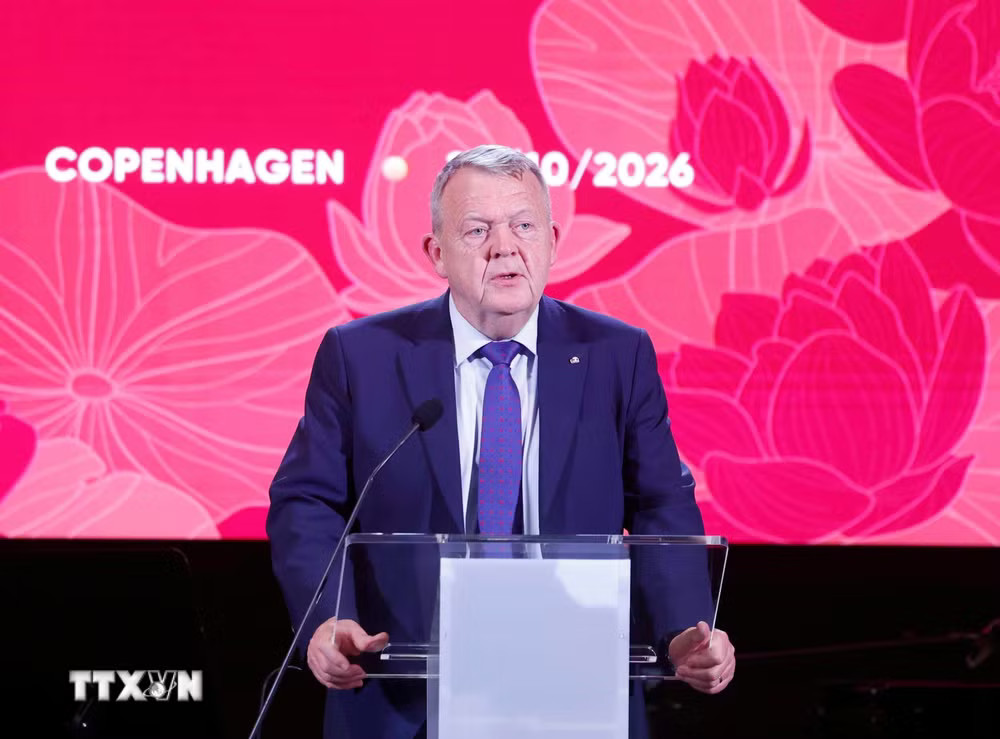 Bộ trưởng Ngoại giao Đan Mạch Lars Løkke Rasmussen phát biểu. (Ảnh: Thống Nhất/TTXVN) Bộ trưởng Ngoại giao Đan Mạch Lars Løkke Rasmussen phát biểu