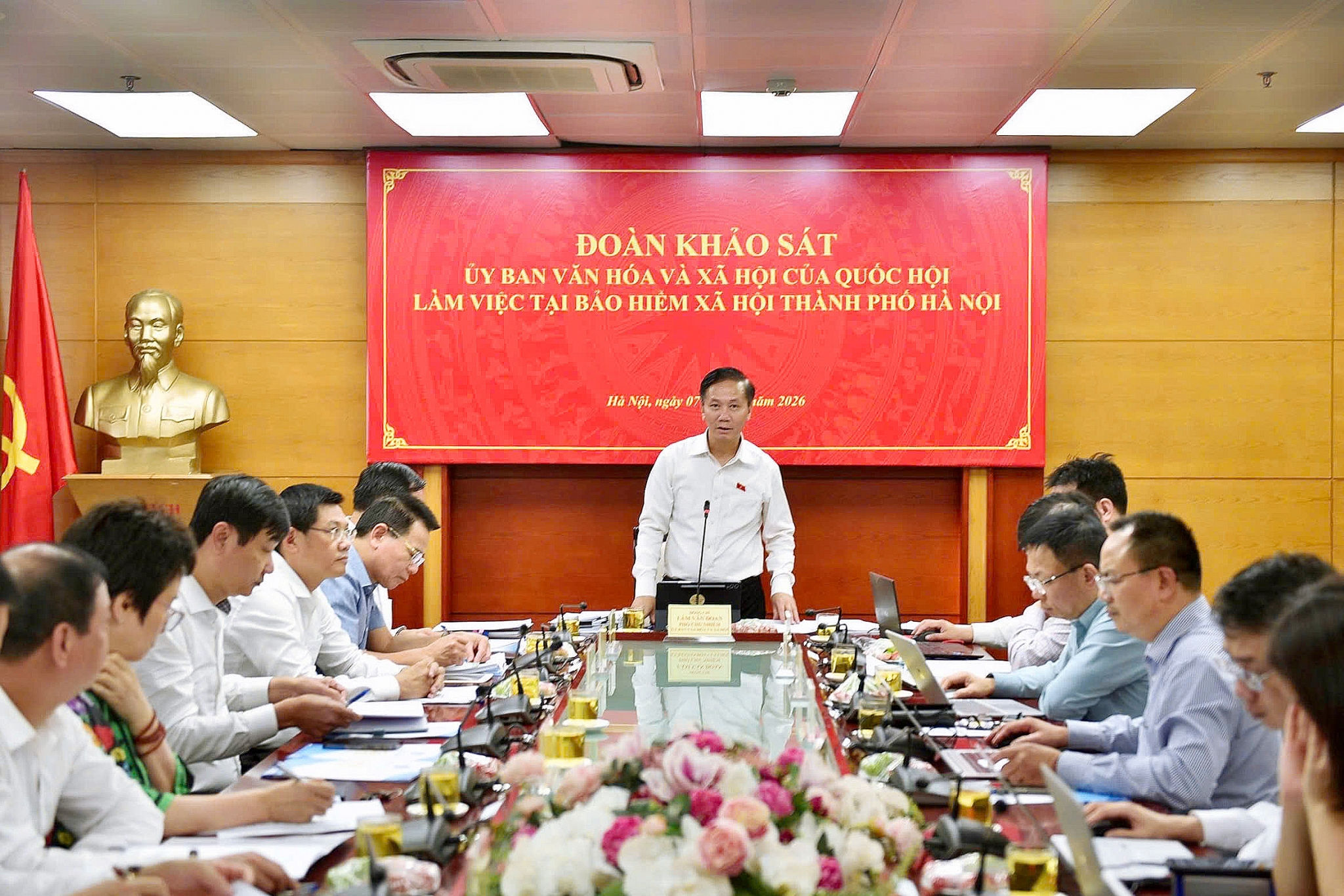 Ủy ban Văn hóa và Xã hội khảo sát việc thực hiện chính sách, pháp luật về bảo hiểm xã hội tại Hà Nội. Nguồn tapchikinhtetaichinh.vn