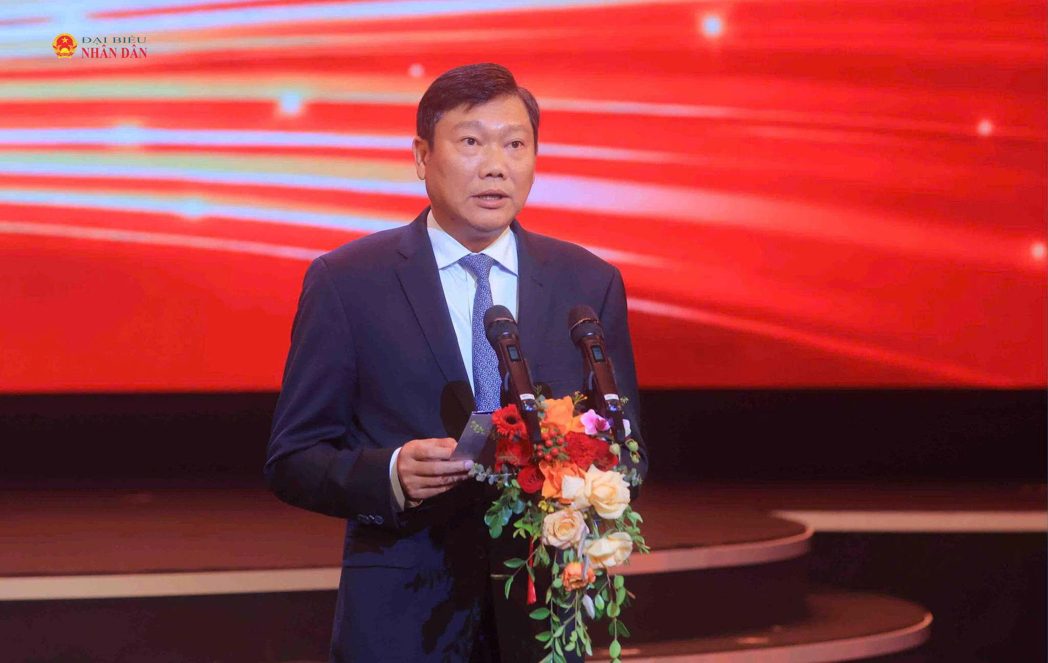 Phó Chủ tịch UBND TP. Hà Nội Đỗ Anh Tuấn phát biểu chào mừng Liên hoan Truyền hình, Phát thanh, Điện ảnh CAND lần thứ XV