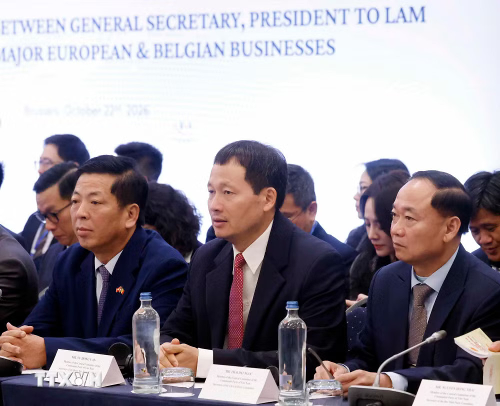 Các đại biểu đoàn Việt Nam tham dự Toạ đàm cấp cao giữa Tổng Bí thư, Chủ tịch nước Tô Lâm với lãnh đạo doanh nghiệp tiêu biểu châu Âu và Bỉ