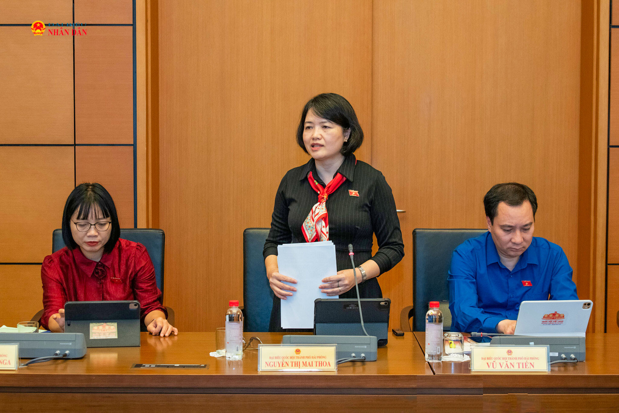 ĐBQH Nguyễn Thị Mai Thoa (TP. Hải Phòng) phát biểu tại tổ 3