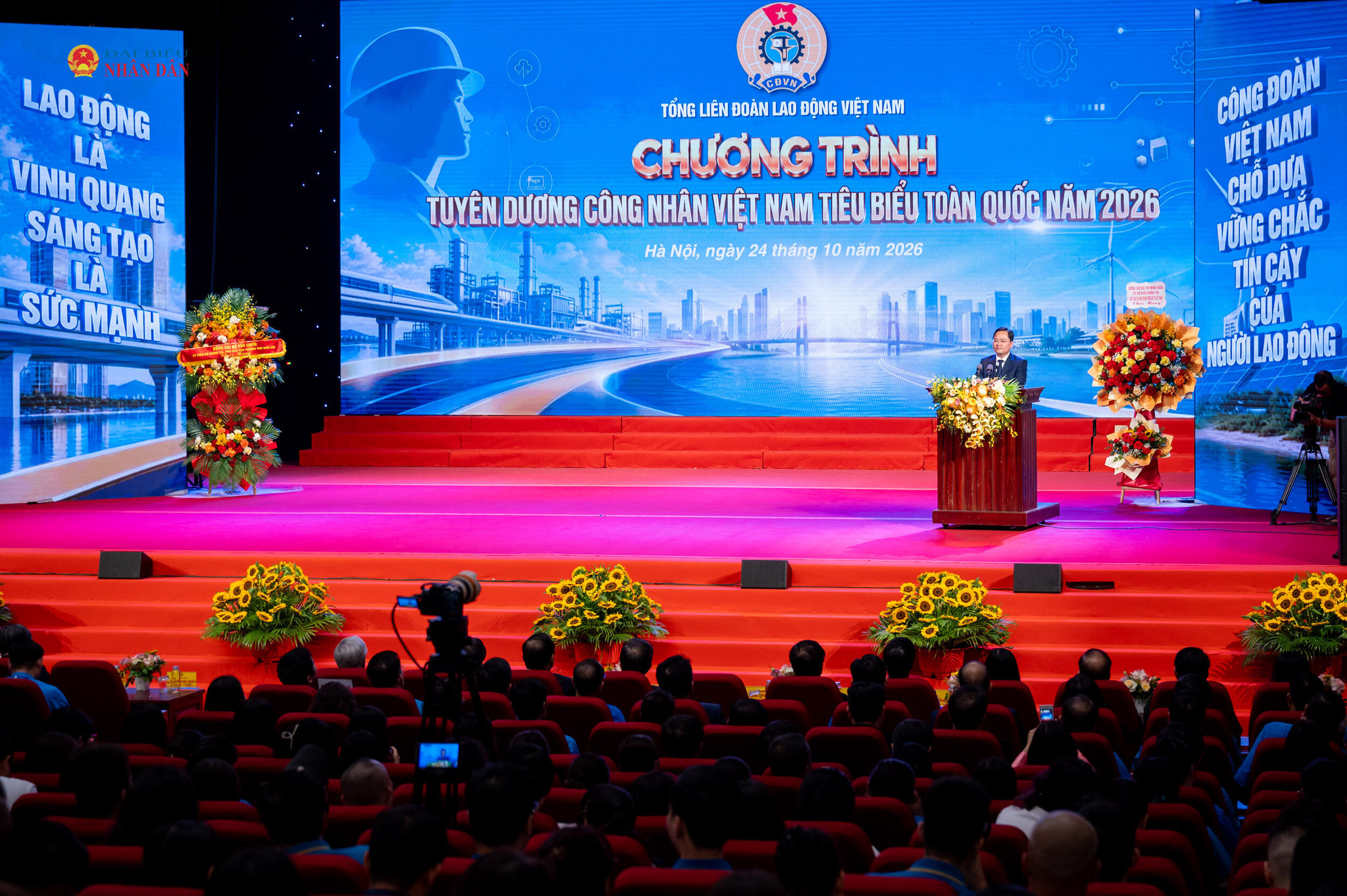 Chủ tịch Tổng Liên đoàn Lao động Việt Nam Nguyễn Anh Tuấn phát biểu