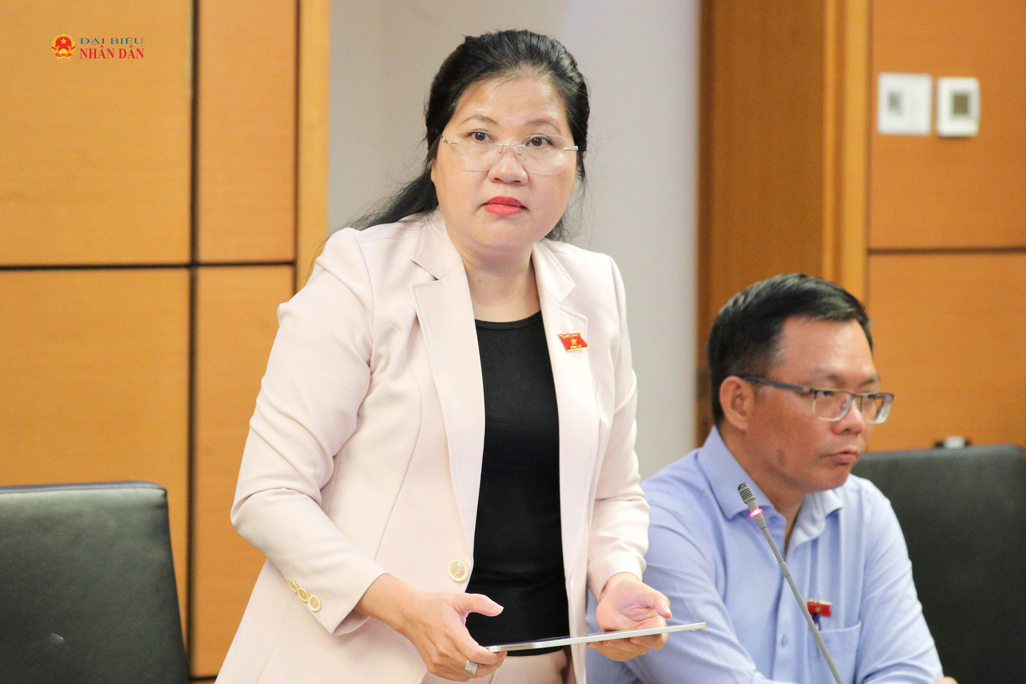 ĐBQH Đinh Thị Phương Lan (Quảng Ngãi) phát biểu 1. Ảnh Hồ Long