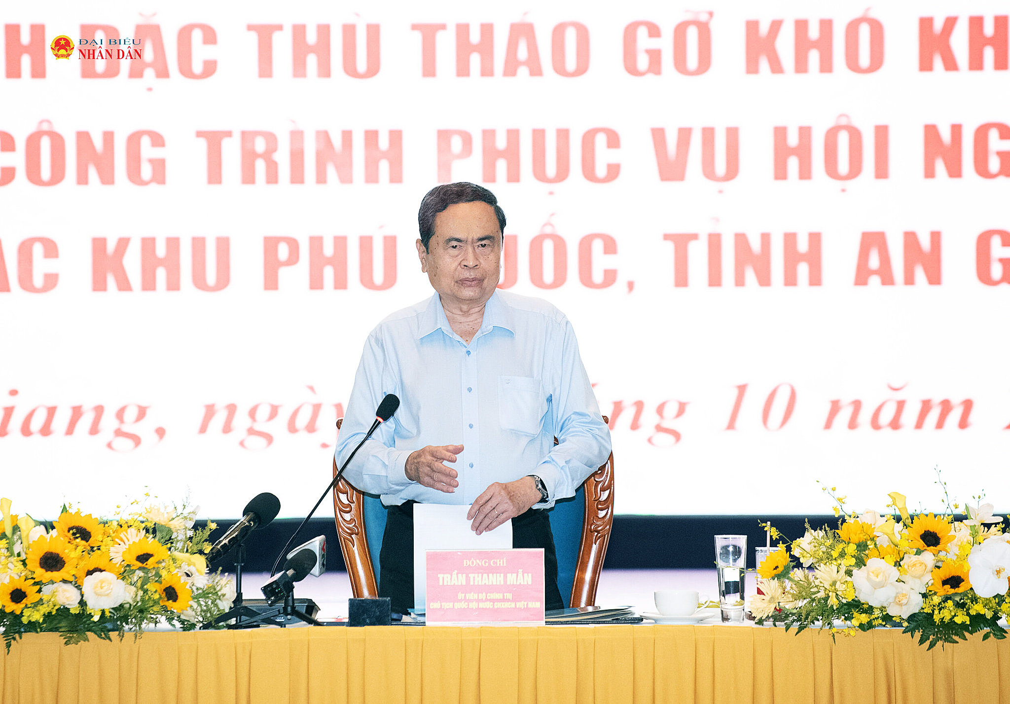 Chủ tịch Quốc hội Trần Thanh Mẫn phát biểu tại cuộc làm việc