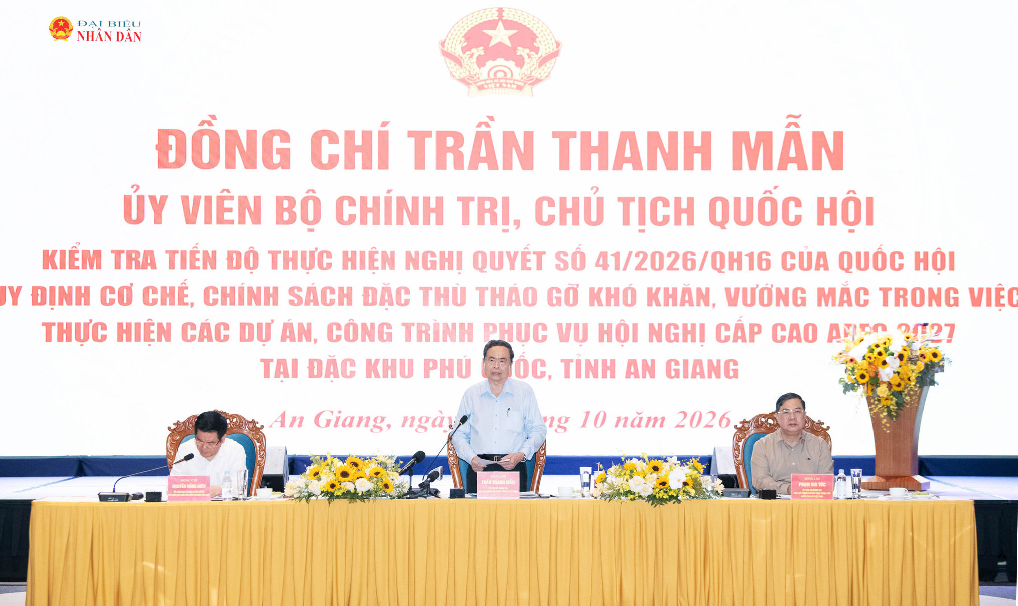 Chủ tịch Quốc hội Trần Thanh Mẫn phát biểu tại cuộc làm việc