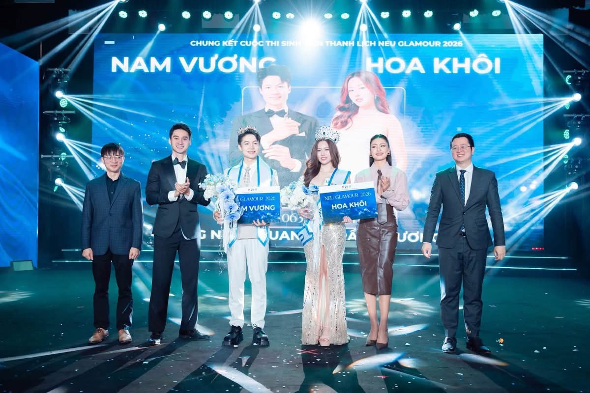 Hoa khôi và Nam Vương NEU Glamour 2026 chính thức lộ diện