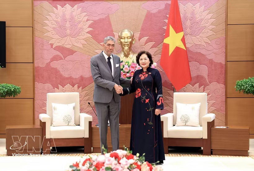 NA Vice President Nguyen Thi Hong meets with General Secretary of the United Left Movement (MIU) of the Dominican Republic Miguel Mejia in Hanoi on October 28, 2026. (Photo: VNA)