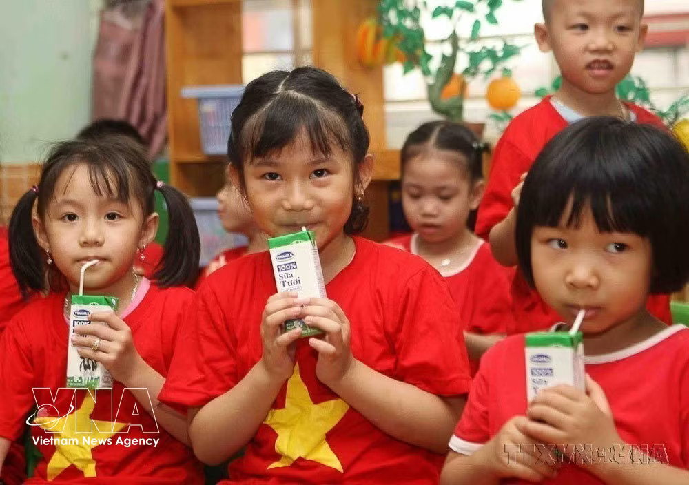 Under Hanoi’s School Milk Programme, all preschool and primary school children are provided with milk to support their development. (Photo: VNA) Under Hanoi’s School Milk Programme, all preschool and primary school children are provided with milk to support their development. (Photo: VNA)