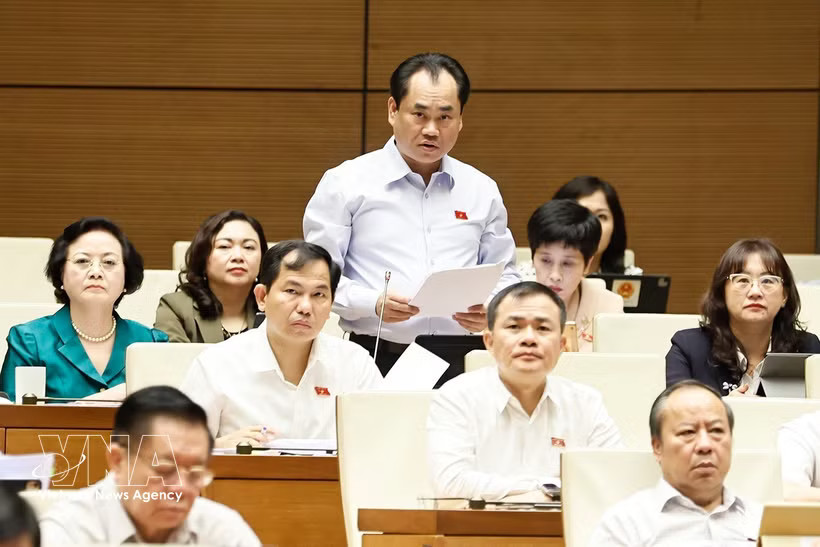 Minister of Agriculture and Environment Trinh Viet Hung speaks at the October 31 plenary discussion of the 16th National Assembly's second session. (Photo: VNA)