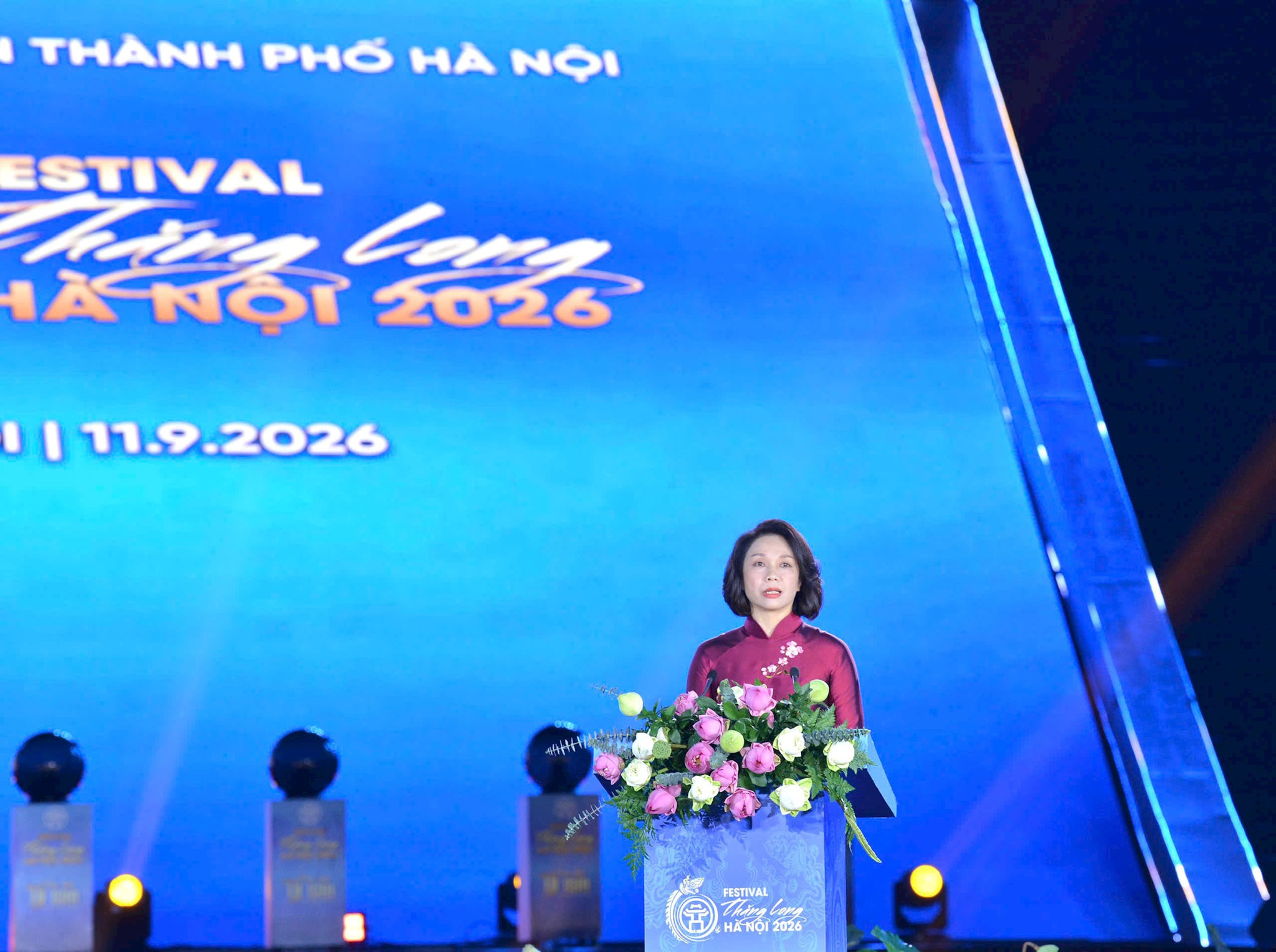 Phó Chủ tịch UBND thành phố Hà Nội Vũ Thu Hà phát biểu
