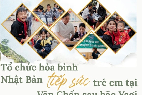 Tổ chức Vì Hoà bình Nhật Bản tiếp sức trẻ em tại Văn Chấn, Yên Bái đến trường sau bão Yagi