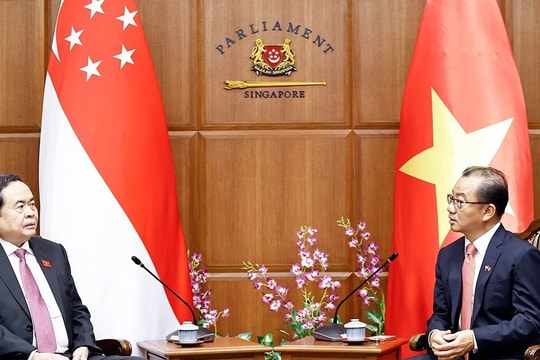 Chủ tịch Quốc hội Trần Thanh Mẫn hội đàm với Chủ tịch Quốc hội Singapore Seah Kian Peng