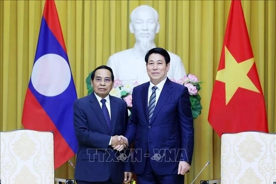 Chủ tịch nước Lương Cường tiếp Thường trực Ban Bí thư, Phó Chủ tịch nước Lào Bounthong Chitmany