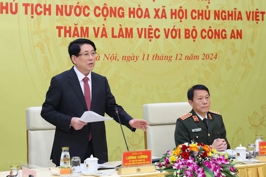 Chủ tịch nước Lương Cường thăm và làm việc với Bộ Công an
