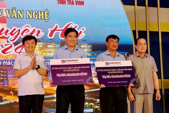 EVNGENCO1 hỗ trợ 70 căn nhà nhân dịp kỷ niệm 70 năm ngày truyền thống ngành Điện 