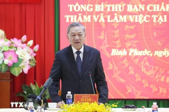 Tổng Bí thư Tô Lâm thăm và làm việc tại Công an tỉnh Bình Phước