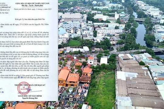 Thường trực Ban Chỉ đạo 167 đề nghị quận Bình Tân rà soát pháp lý, nguồn gốc thửa đất 13, tờ bản đồ 30, phường Tân Tạo