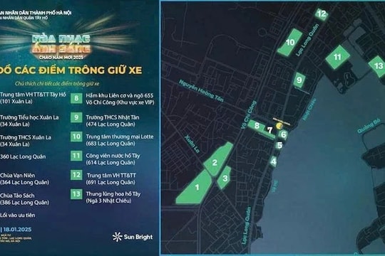 13 điểm trông giữ phương tiện cho người dân tham dự chương trình Hòa nhạc ánh sáng tại hồ Tây