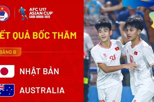 Vòng chung kết U17 châu Á 2025: Việt Nam cùng bảng đương kim vô địch Nhật Bản