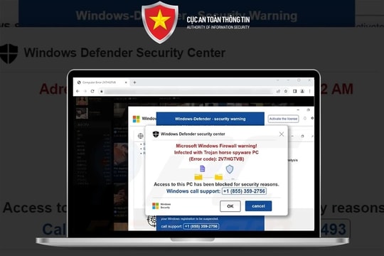 Lừa đảo qua email giả mạo dịch vụ bảo mật Windows