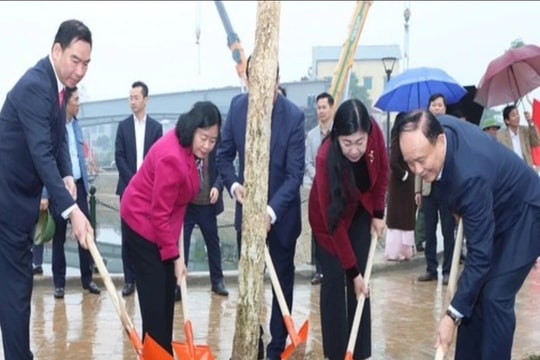 Bí thư Thành ủy Hà Nội trồng cây Xuân Ất Tỵ tại huyện Thường Tín