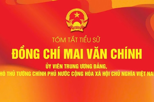 TÓM TẮT TIỂU SỬ ĐỒNG CHÍ MAI VĂN CHÍNH - PHÓ THỦ TƯỚNG CHÍNH PHỦ NHIỆM KỲ 2021 - 2026