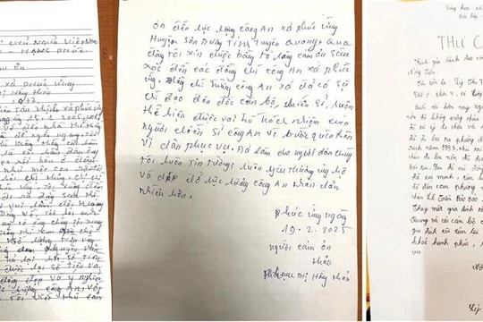 Những lá thư cảm ơn của người dân gửi đến lực lượng Công an luôn là nguồn động viên, khích lệ