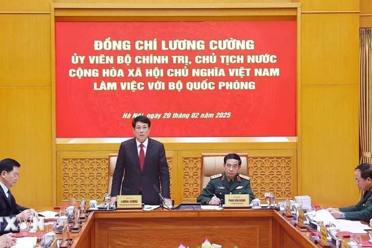 Chủ tịch nước Lương Cường làm việc với Bộ Quốc phòng