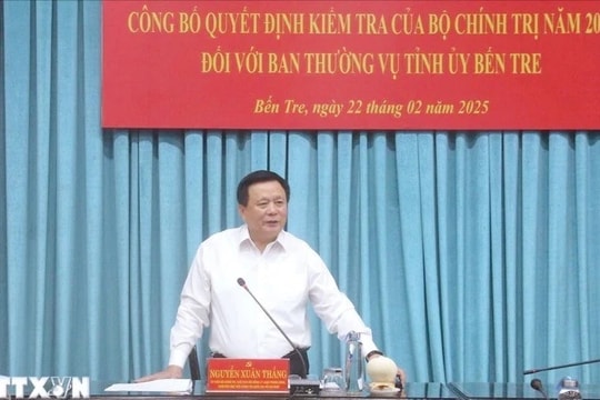 Công bố quyết định kiểm tra của Bộ Chính trị với Ban Thường vụ Tỉnh ủy Bến Tre