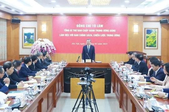 Tổng Bí thư Tô Lâm làm việc với Ban Chính sách, chiến lược Trung ương