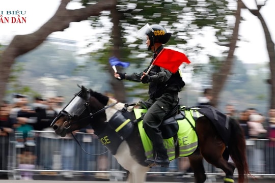 Hàng nghìn người dân đổ về hồ Hoàn Kiếm để ngắm kỵ binh, cảnh khuyển trình diễn trong chương trình Vinh quang CAND Việt Nam