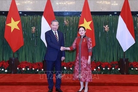 Tổng Bí thư Tô Lâm hội kiến với Chủ tịch Hội đồng Đại biểu nhân dân Indonesia