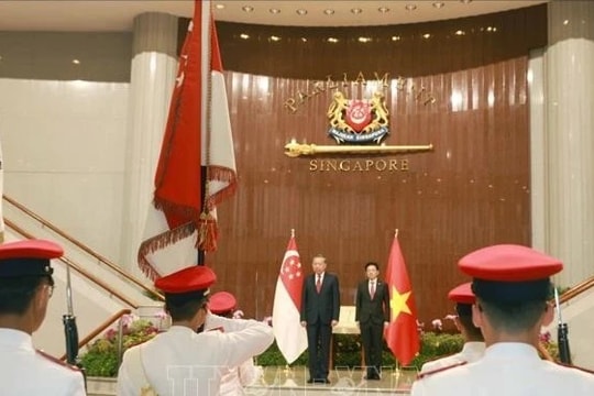 Lễ đón Tổng Bí thư Tô Lâm thăm chính thức Cộng hòa Singapore