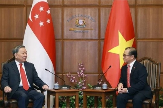 Tổng Bí thư Tô Lâm hội kiến Chủ tịch Quốc hội Singapore Seah Kian Peng