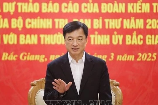 Thông báo dự thảo Báo cáo kết quả kiểm tra đối với Ban Thường vụ Tỉnh ủy Bắc Giang