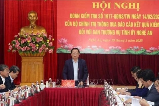 Thông qua kết quả kiểm tra đối với Ban Thường vụ Tỉnh ủy Nghệ An