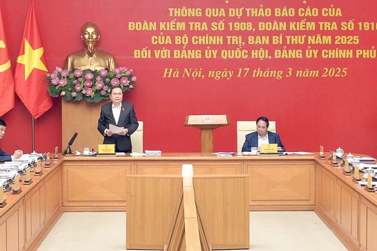 Chủ tịch Quốc hội Trần Thanh Mẫn chủ trì Hội nghị thông qua dự thảo Báo cáo của Đoàn kiểm tra 1910 với Đảng ủy Chính phủ