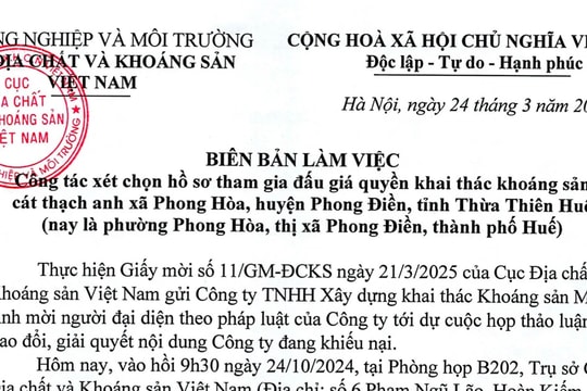 Bị loại hồ sơ tham gia đấu giá, doanh nghiệp bức xúc đề nghị Cục Địa chất và Khoáng sản Việt Nam làm rõ