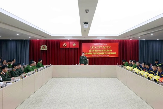 Bộ Công an tổ chức Lễ xuất quân tham gia hỗ trợ cứu nạn, cứu hộ thảm họa động đất tại Myanmar