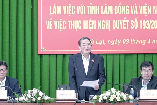 Phó Chủ tịch Quốc hội Nguyễn Đức Hải thăm, làm việc tại Viện Nghiên cứu Hạt nhân tỉnh Lâm Đồng